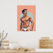 50s  - knappe Happy Guy Pose Poster (Keuken)