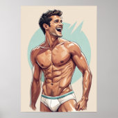 50s  - knappe man pose poster (Voorkant)