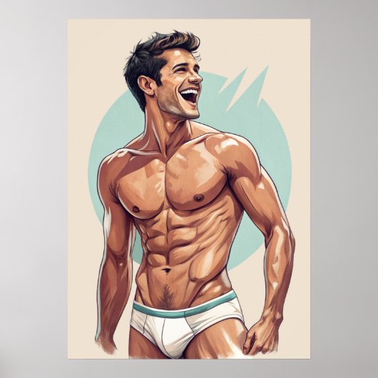 50s - knappe man pose poster (Voorkant)