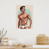 50s - knappe man pose poster (Keuken)