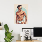 50s - knappe man pose poster (Thuiskantoor)