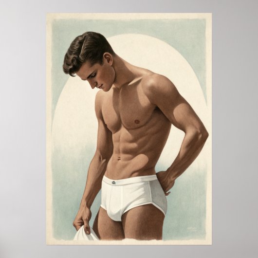 50s - knappe man pose poster (Voorkant)