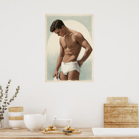 50s  - knappe man pose poster (Keuken)