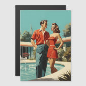 50s Koppel Bij Het Zwembad Magnetische Uitnodiging (Voorkant / Achterkant)