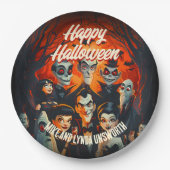 50s Kostuums en Cocktails  Halloween Party Papieren Bordje (Voorkant)