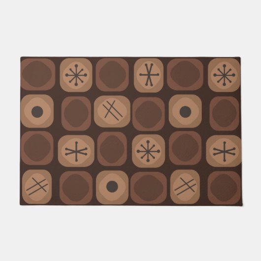 '50s Mod Art Soft Cubes Brown Deurmat (Voorkant)