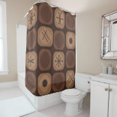 '50s Mod Art Soft Cubes Brown Douchegordijn (In situ)