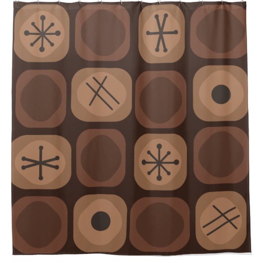 '50s Mod Art Soft Cubes Brown Douchegordijn (Voorkant)
