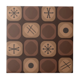 '50s Mod Art Soft Cubes Brown Tegeltje