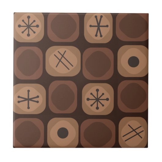 '50s Mod Art Soft Cubes Brown Tegeltje (Voorkant)