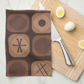 '50s Mod Art Soft Cubes Brown Theedoek (Quarter Fold)