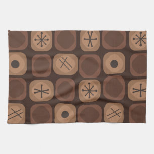 '50s Mod Art Soft Cubes Brown Theedoek