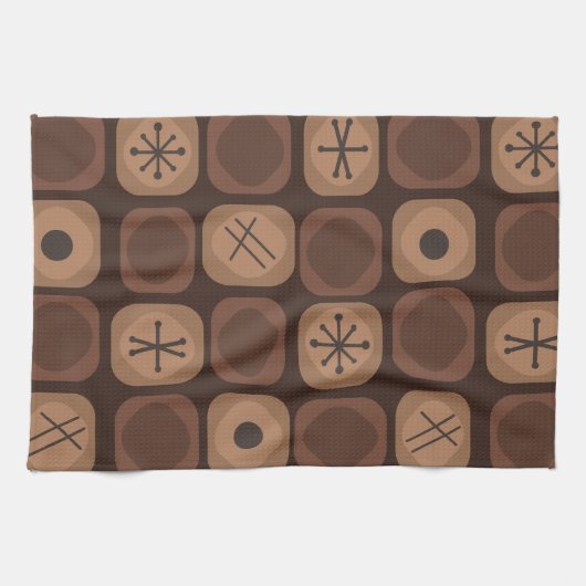 '50s Mod Art Soft Cubes Brown Theedoek (Horizontaal)