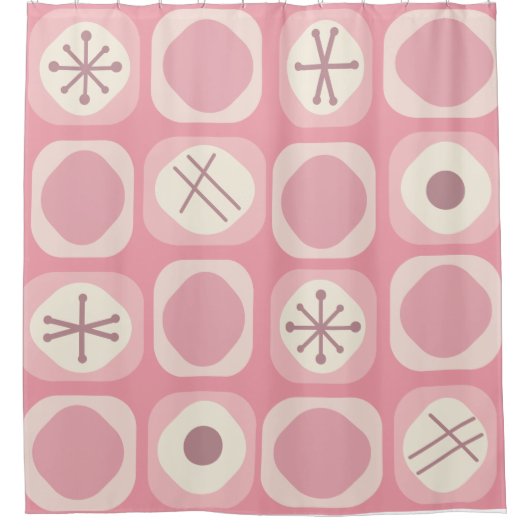 '50s Mod Art Soft Cubes Pink Vanilla' Douchegordijn (Voorkant)