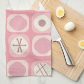 '50s Mod Art Soft Cubes Pink Vanilla' Theedoek (Quarter Fold)