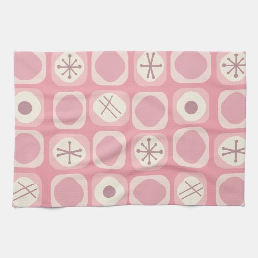 '50s Mod Art Soft Cubes Pink Vanilla' Theedoek (Horizontaal)