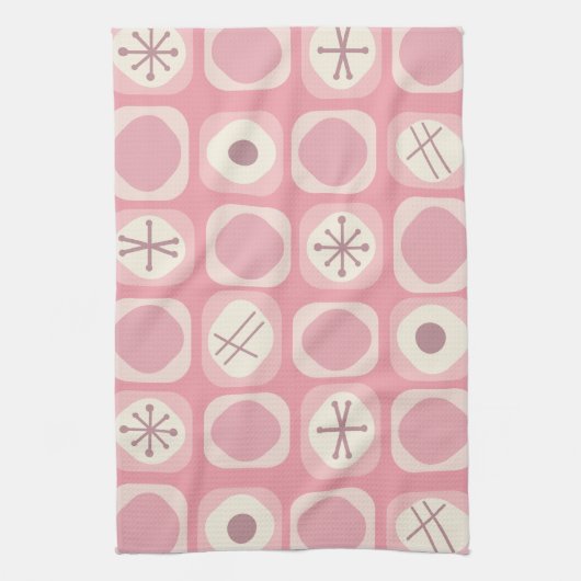 '50s Mod Art Soft Cubes Pink Vanilla' Theedoek (Verticaal)