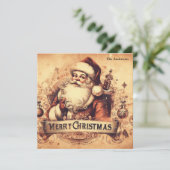 50s ouderwetse gedempte kleuren Santa Claus Feestdagenkaart (Staand voorkant)