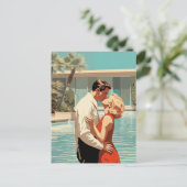 50s paar zoenen briefkaart (Staand voorkant)