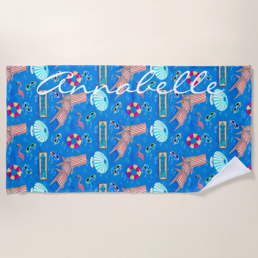  50s Pool Party Personalized Strandlaken (Voorkant)
