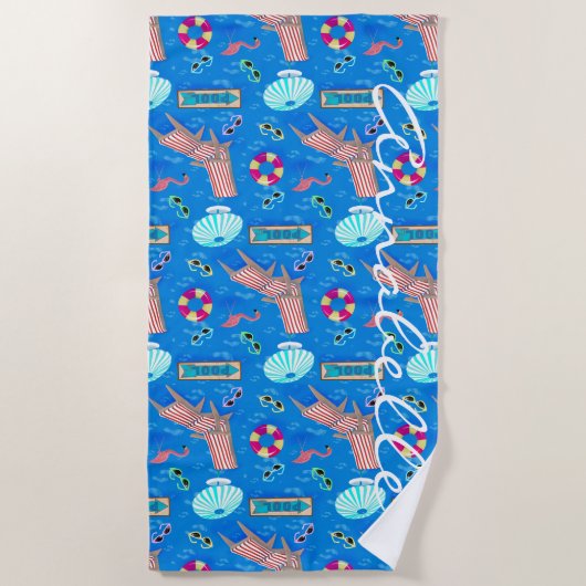  50s Pool Party Personalized Strandlaken (Voorkant)