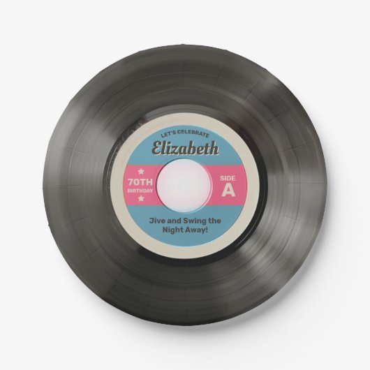 50's Record Stijl Papieren Bordje (Voorkant)