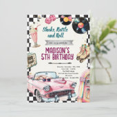 50s retro birthday party invitation kaart (Staand voorkant)
