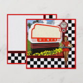 50s Retro Diner Blank Sign Invitation (Voorkant / Achterkant)