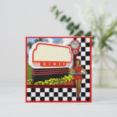50s Retro Diner Blank Sign Invitation (Staand voorkant)