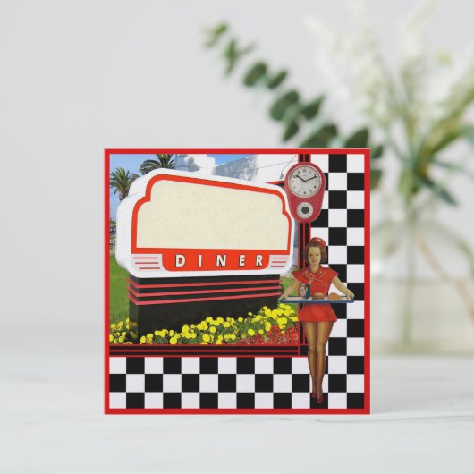 50s Retro Diner Blank Sign Invitation (Staand voorkant)