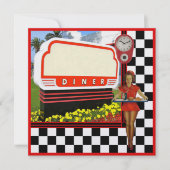 50s Retro Diner Blank Sign Invitation (Voorkant)