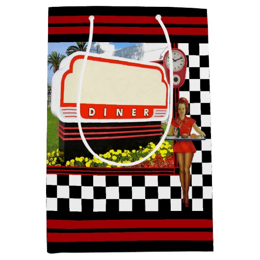 50s Retro Diner Blank Sign Medium Cadeauzakje (Voorkant)