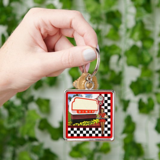 50s Retro Diner Blank Sign Sleutelhanger (Hand)