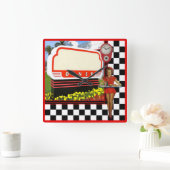 50s Retro Diner Blank Sign Vierkante Klok (Huis)