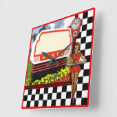 50s Retro Diner Blank Sign Vierkante Klok (Hoek)