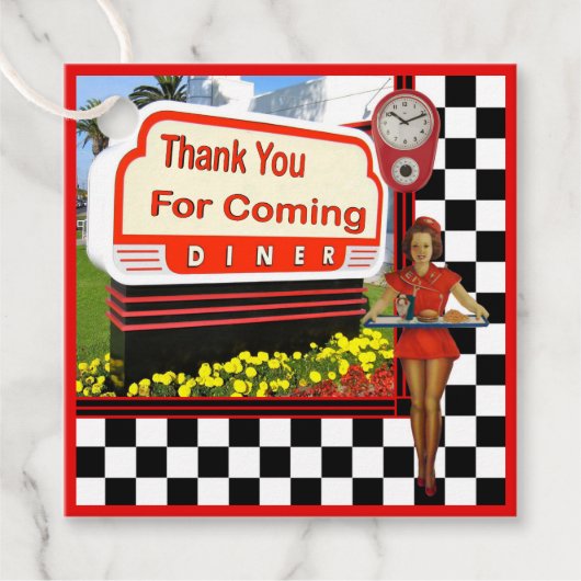 50s Retro Diner Hartelijk dank Bedankjes Labels (Voorkant)