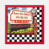 50s Retro Diner Save-the-Date Magneet (Voorkant)