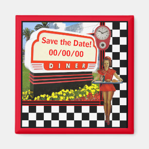 50s Retro Diner Save-the-Date Magneet