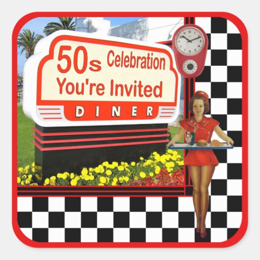 50s Retro Diner Sticker (Voorkant)
