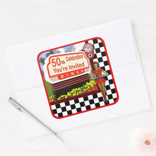 50s Retro Diner Sticker (Envelop)