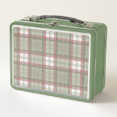 50s retro groene tartan lunchbox (Voorkant)
