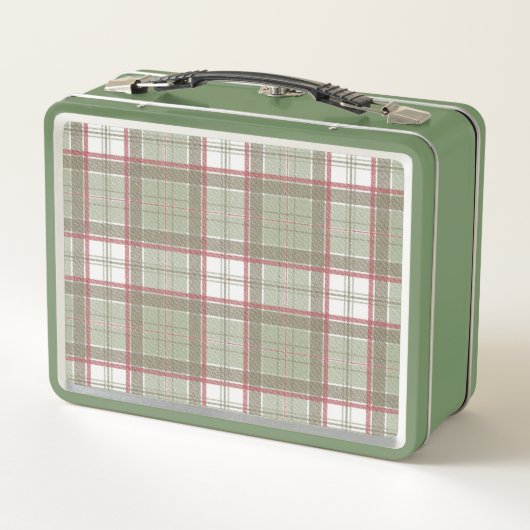 50s retro groene tartan lunchbox (Achterkant)