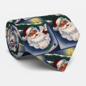 50s Retro Jollye Kerstman, Vintage Kerstmis Stropdas (Opgerold)