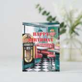 50s  Retro Jukebox, Diner, Verjaardagstaart Briefkaart (Staand voorkant)