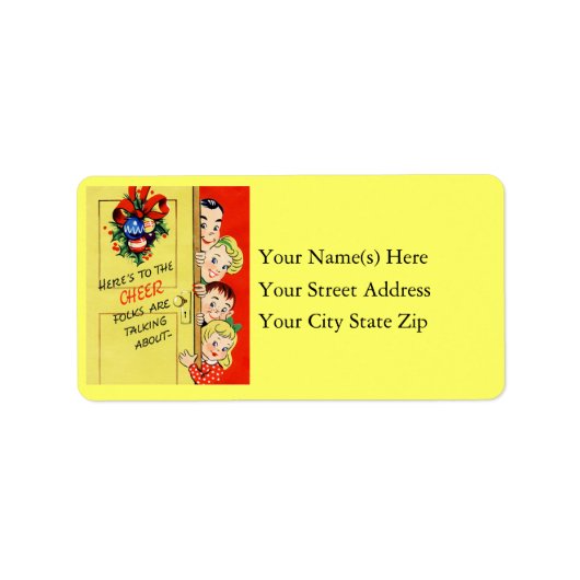 50s Retro Kerstmis Etiket (Voorkant)