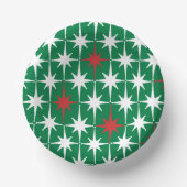 50s Retro kerstStar Pattern Green Papieren Kommen (Voorkant)