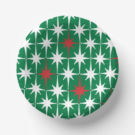 50s Retro kerstStar Pattern Green Papieren Kommen (Voorkant)