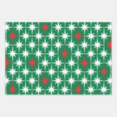  50s Retro kerststerpatronen Groen Inpakpapier Vel (Voorkant 2)