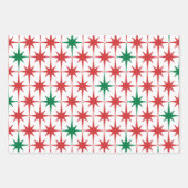 50s Retro kerststerren rood-groen wit Inpakpapier Vel (Voorkant 2)