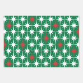 50s Retro kerststerren rood-groen wit Inpakpapier Vel (Voorkant)